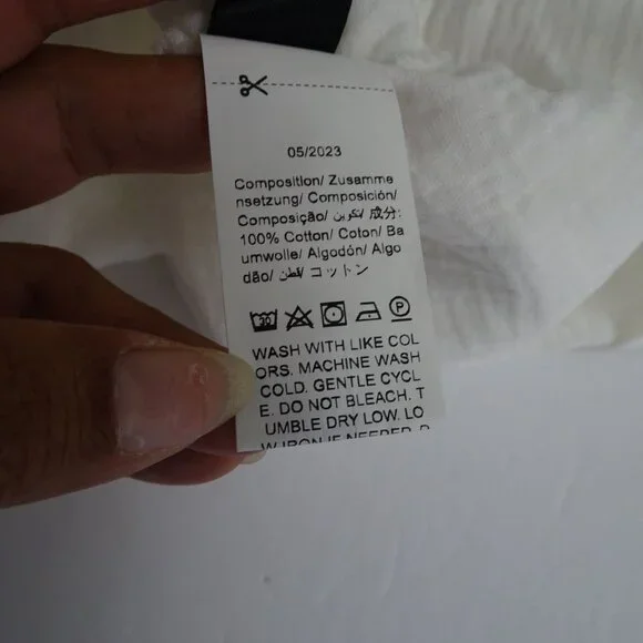 Shein One-Shoulder White Gauze Cotton Top Women Size M US Size 6 With Bow Detail - Picture 6 of 9